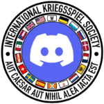Logo of the International Kriegspiel Society with Discord's logo in the center.